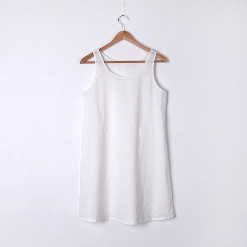 BUFU cotton sleep dress D140405 - ชุดเดรส - ผ้าฝ้าย/ผ้าลินิน ขาว