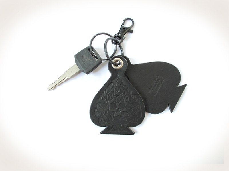 ROCK x OVERCOME ADVERSITY Overcome adversity x Personality handmade leather key ring/key chain (black) A total of 2 sets - ที่ห้อยกุญแจ - หนังแท้ สีดำ