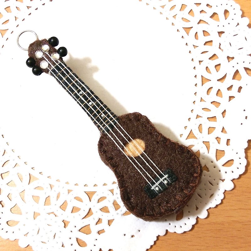Ukulele Nonwoven Charm/Key Ring(Brown) - Charms - Other Materials Brown