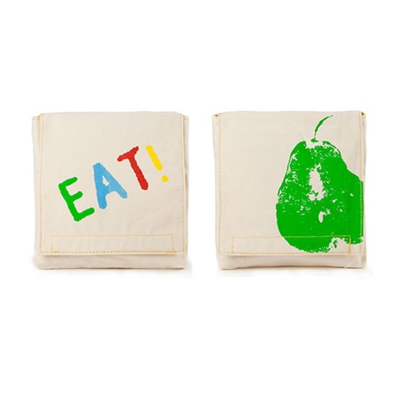 [Canadian fluf organic cotton] A set of two small bags-(bite a pear) - Toiletry Bags & Pouches - Cotton & Hemp Green
