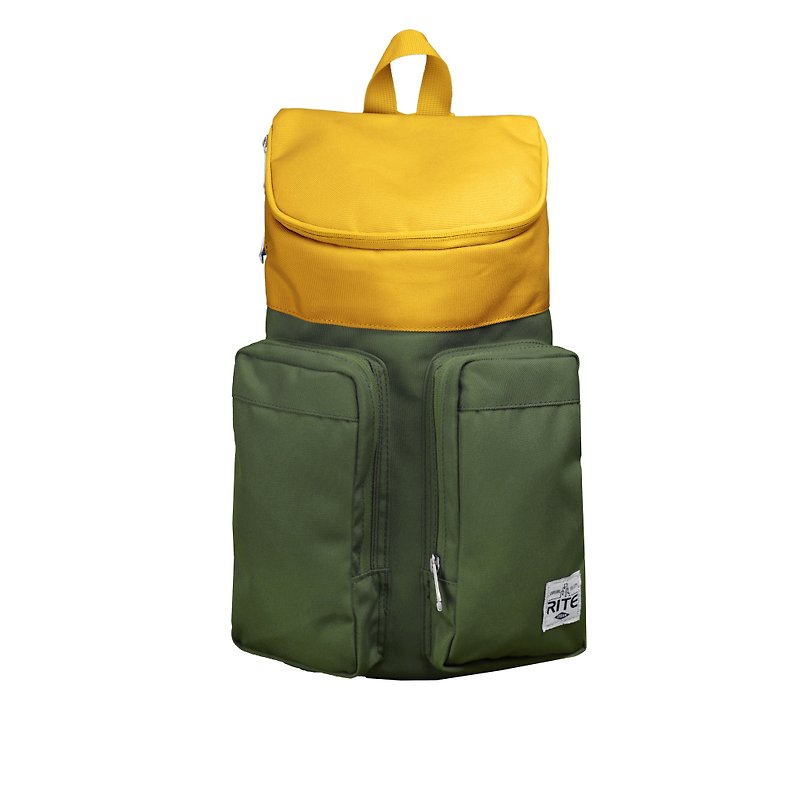 RITE- Urban║ double-bag package (M) - Yellowish brown / dark green - กระเป๋าแมสเซนเจอร์ - วัสดุกันนำ้ สีเขียว