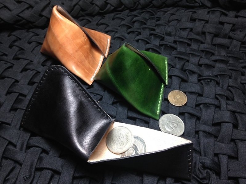 JM - dumplings handmade leather purse - กระเป๋าใส่เหรียญ - หนังแท้ สีเขียว