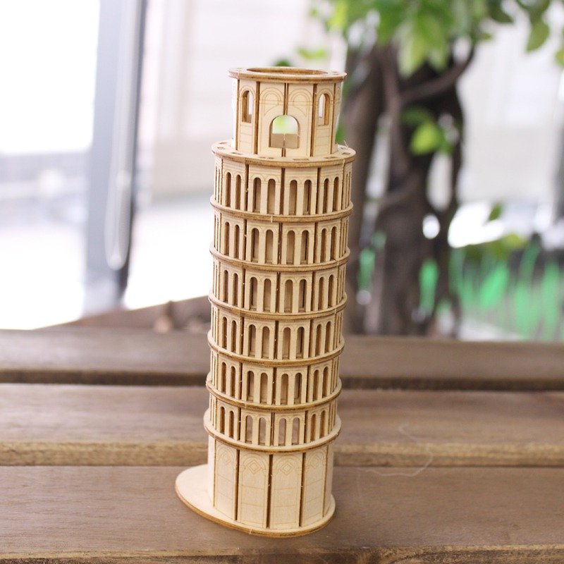 Jigzle 3D 立体木製パズル | 建物シリーズ ピサの斜塔 | 超癒し - パズル - 木製 ブラウン