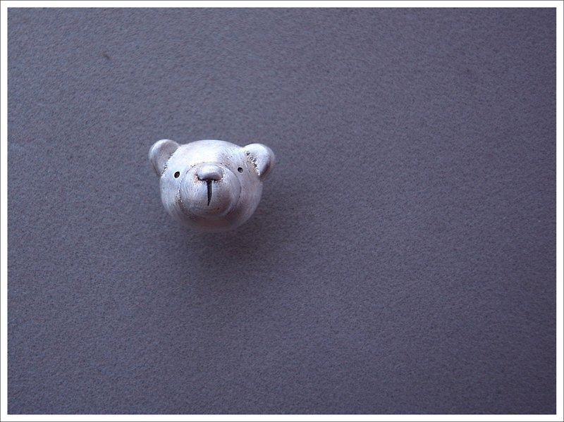 Teddy bear 泰迪熊4號-純銀耳環---(1款是單1個喔!) - ピアス・イヤリング - 金属 グレー