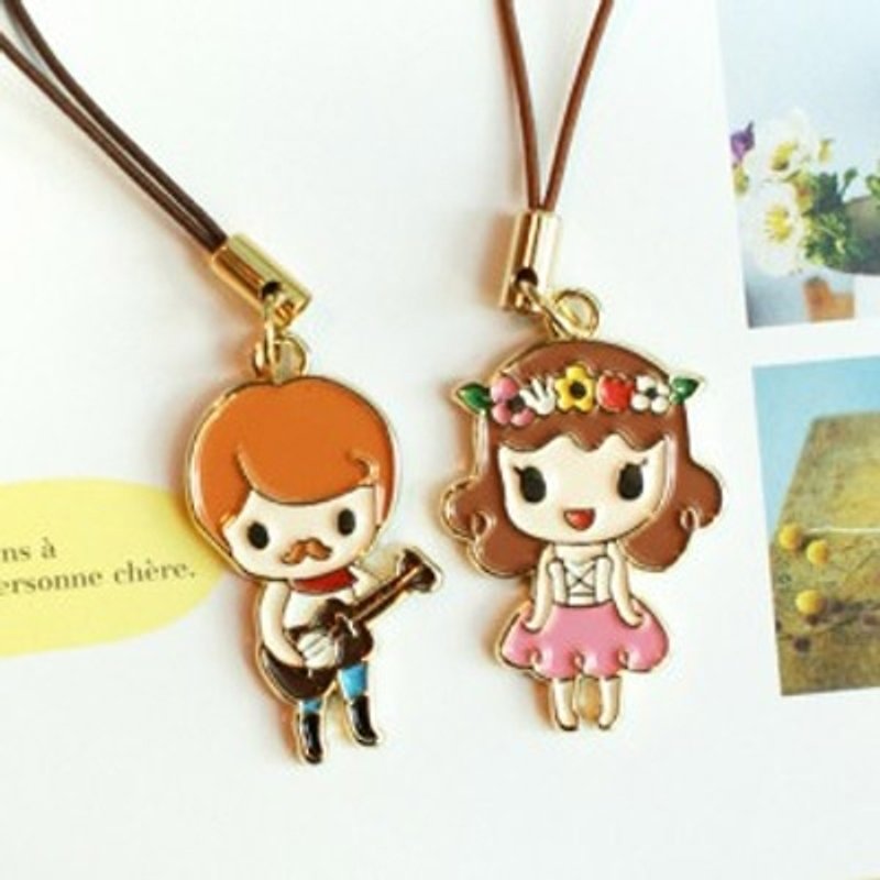 Jetoy_Story Couple Mobile Phone Strap_Hawaiian Couple (J1101802) - Other - Other Metals Multicolor
