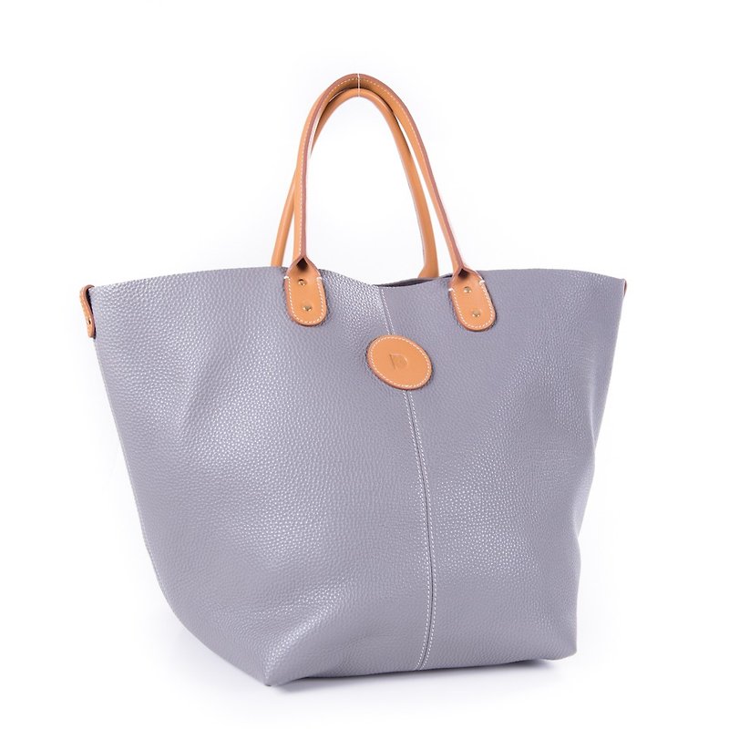 Patina leather handmade custom special order: Almita-M shopping bags - กระเป๋าถือ - หนังแท้ สีเทา