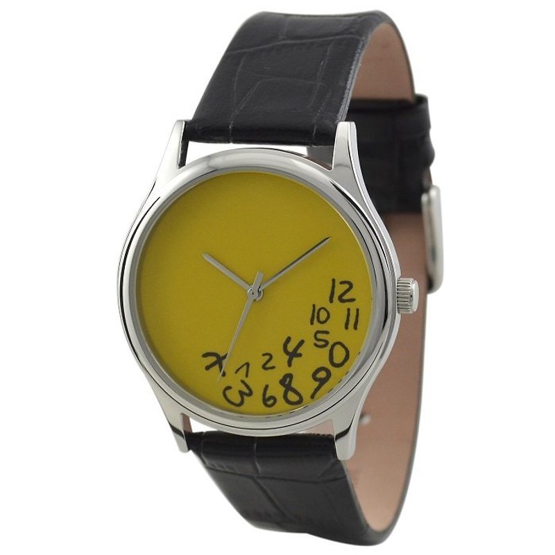 瘋狂數字手錶(黃色) - 男錶/中性錶 - 其他金屬 黃色