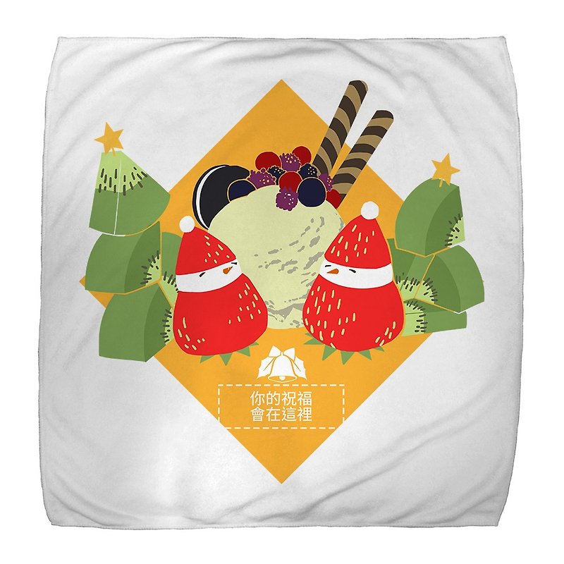 [Handongsongnuan] ordered a Christmas handkerchief! - Strawberry sundae snowman - - ผ้าขนหนู - วัสดุอื่นๆ สีส้ม