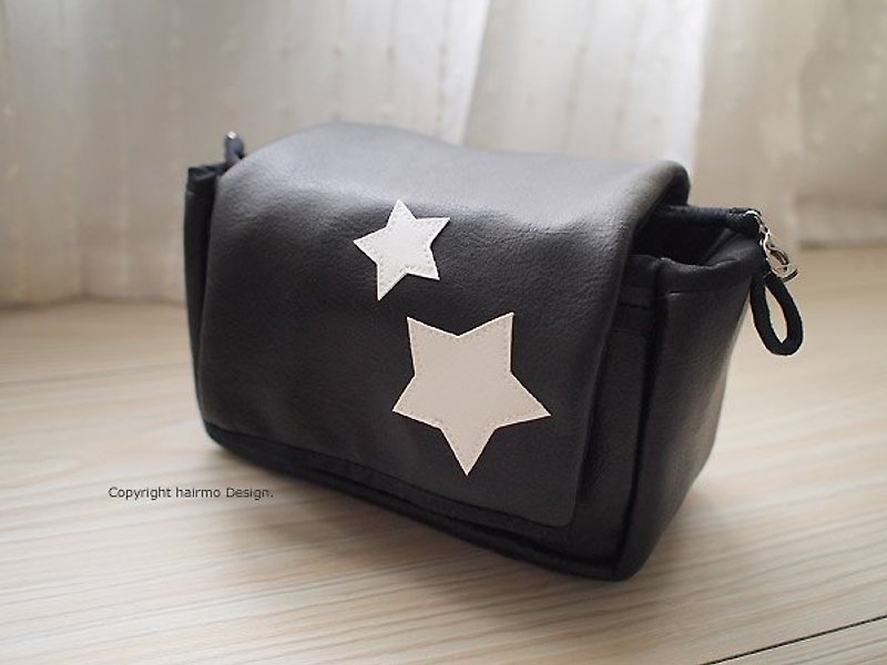 hairmo. Star leather zipper camera bag hand section - black (monocular / category monocular) - Camera Bags & Camera Cases - Genuine Leather Black