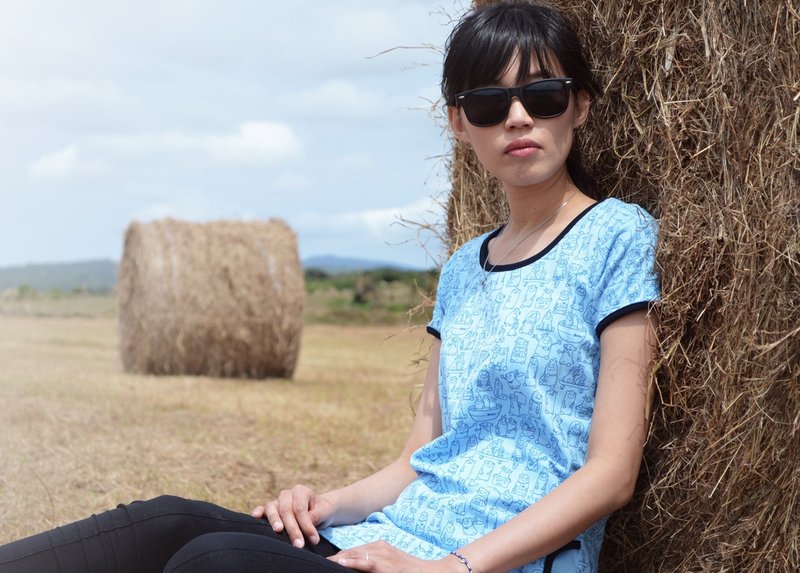 【Peej】'Little Idiots' Combed cotton t-shirts / Light Blue - Men's T-Shirts & Tops - Cotton & Hemp Blue