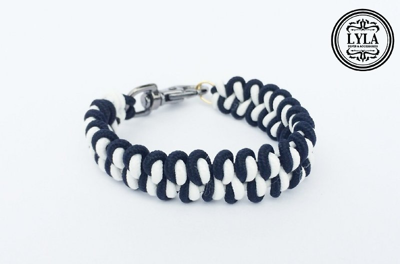 White and black knit - Bracelets - Cotton & Hemp Black
