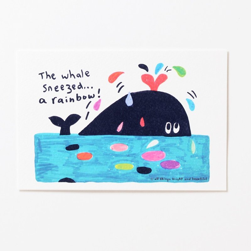 彩虹鯨魚明信片 - 卡片/明信片 - 紙 多色