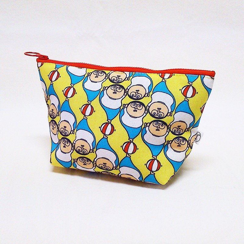 "People person" Original illustration Cosmetic - Circus (Universal bag / debris bag / designer bag / waterproof) - Toiletry Bags & Pouches - Other Materials Yellow