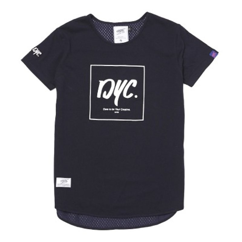 DYC Stitching BOX Tee / Girl - เสื้อยืดผู้หญิง - กระดาษ สีน้ำเงิน