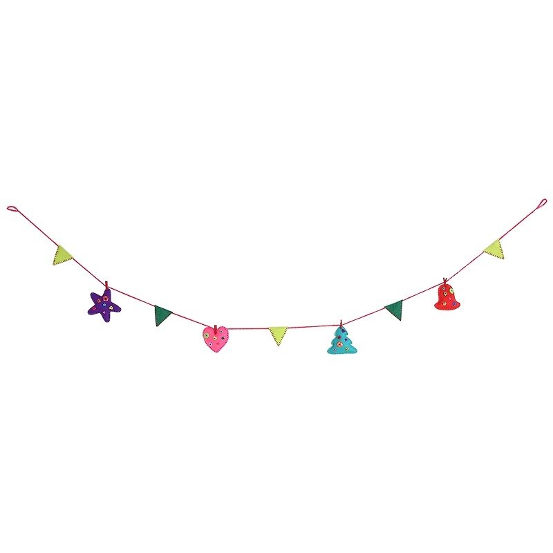 GINGER │ Denmark and Thailand Design - Christmas garland bunting / star / love / bell - Knitting, Embroidery, Felted Wool & Sewing - Cotton & Hemp Multicolor
