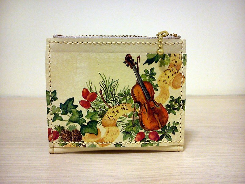 [Leather purse / Universal bag] Violin Christmas (Christmas gift exchange) - Leather Goods - Genuine Leather Brown
