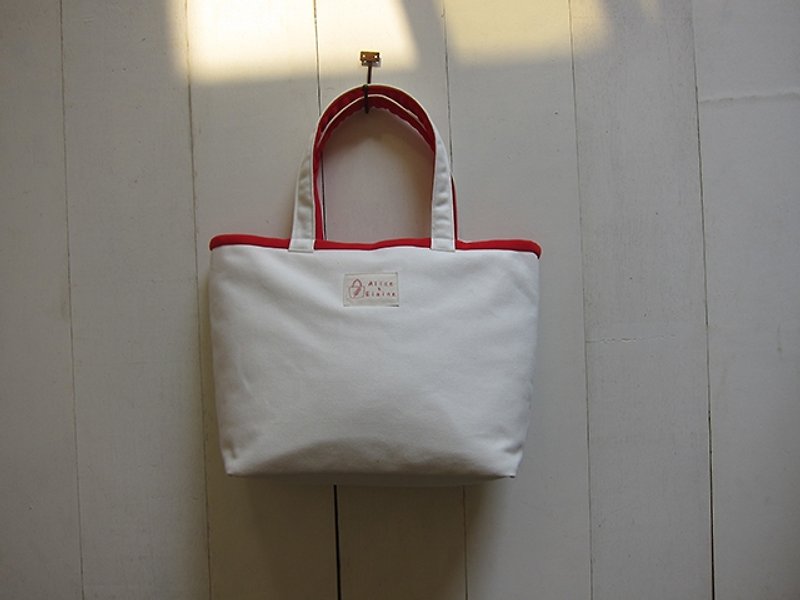 馬卡龍系列-帆布中型托特包 (NO. 40:牛奶草莓醬) - Messenger Bags & Sling Bags - Other Materials Multicolor