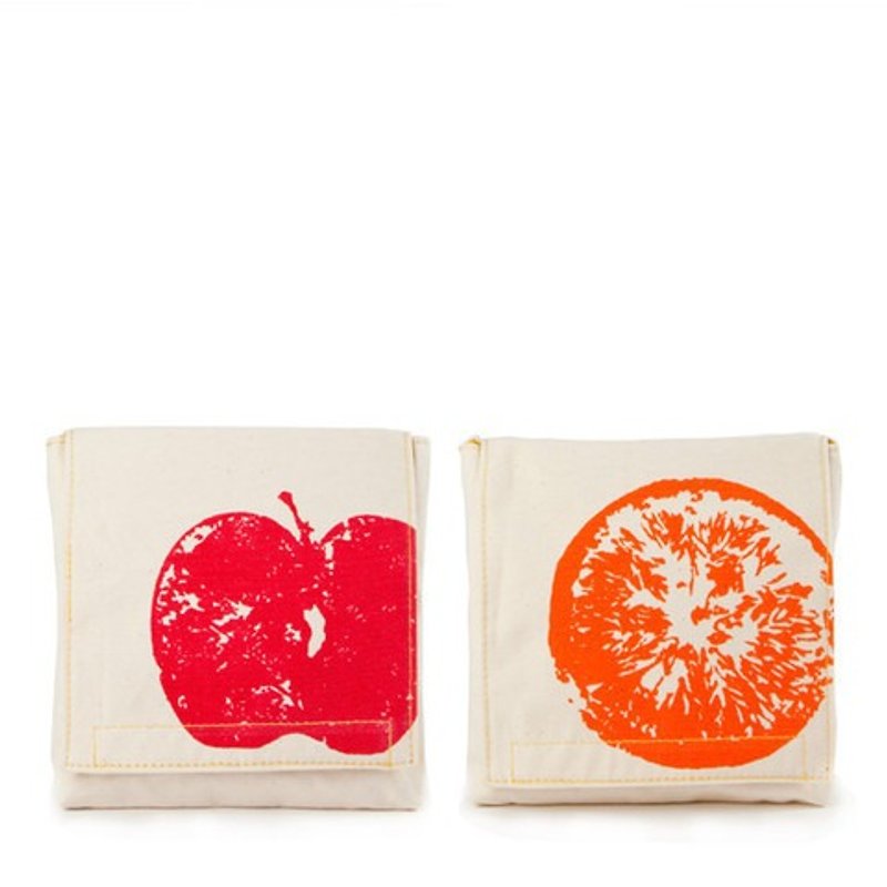 Fluf organic cotton small bag (a group of two into) - red apple + incense - Toiletry Bags & Pouches - Cotton & Hemp Orange