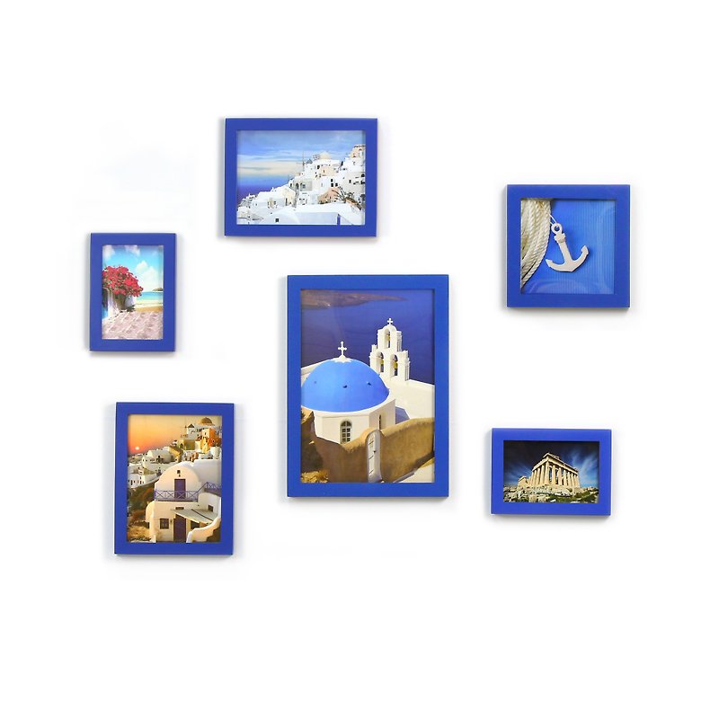 簡約相框 藍色6入組 室內設計 布置 創意 雜貨 家居 照片牆 - 相框/畫框 - 木頭 藍色