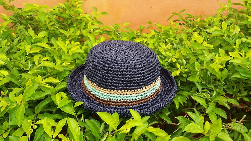 Child straw hat - navy blue - Hats & Caps - Cotton & Hemp Blue
