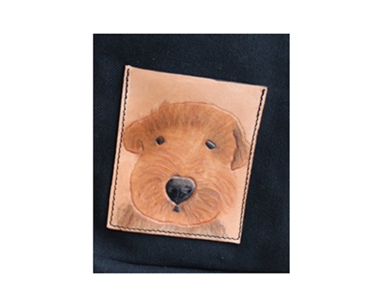Exclusive custom leather pet dog portrait of a black canvas shoulder bag (made Valentine, birthday gifts) - Messenger Bags & Sling Bags - Genuine Leather Black