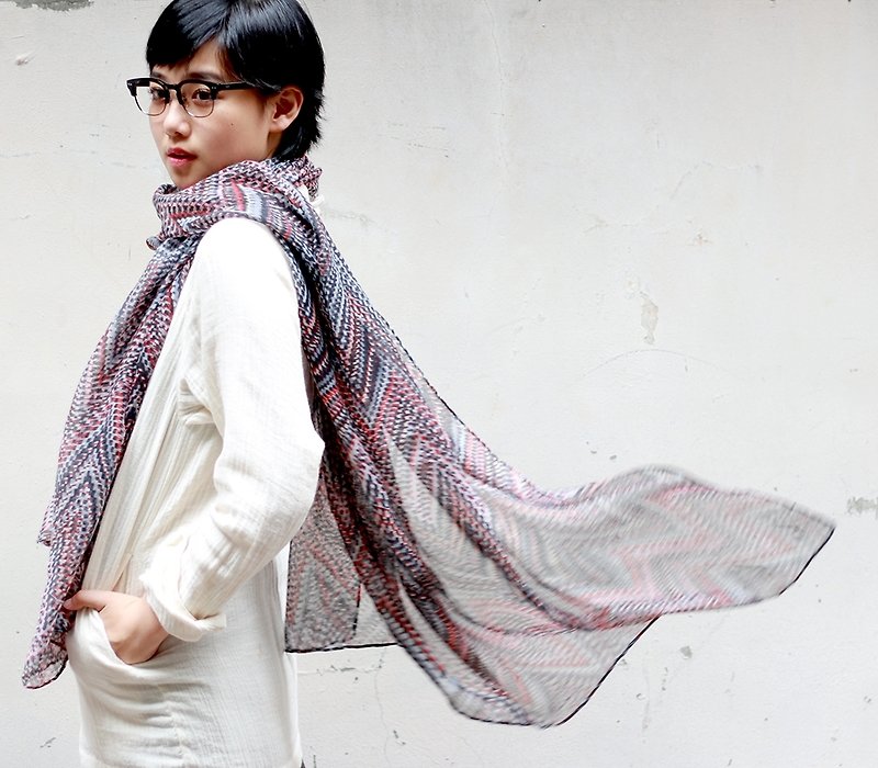 OMAKE India printing shawl scarf 002 - ผ้าพันคอถัก - ผ้าฝ้าย/ผ้าลินิน 