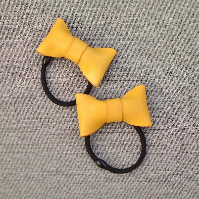 HIKER Leather Studio // Bow hair ring_Yellow color - Hair Accessories - Genuine Leather Yellow