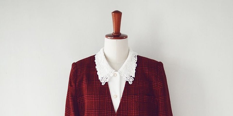 【Banana Flyin'】日本製 英倫紳士經典紅色格紋西裝外套 - 外套/大衣 - 其他材質 紅色