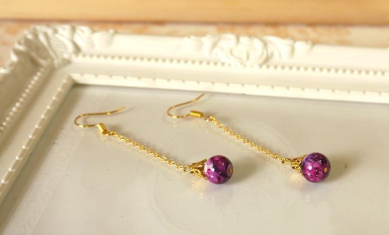 Light you up small rendering bead earrings - Earrings & Clip-ons - Other Materials Purple