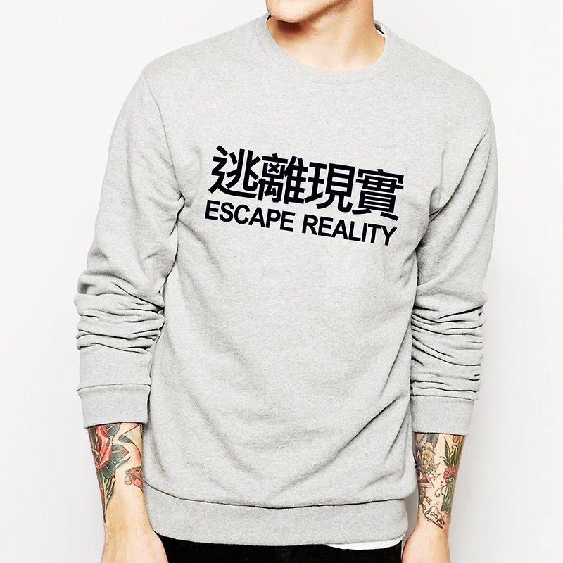 ESCAPE REALITY University bristles US cotton T- gray escapism Chinese Wen Qing art design fashion fashionable word - Men's T-Shirts & Tops - Other Materials Gray