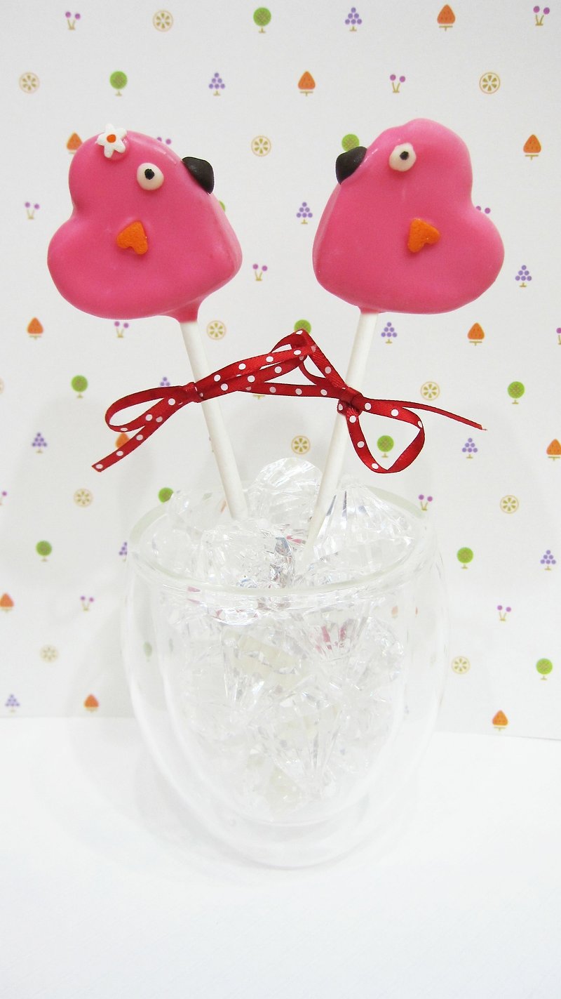 Valentine love birds chocolate cake Cake Pop lollipop six up - Snacks - Fresh Ingredients Pink