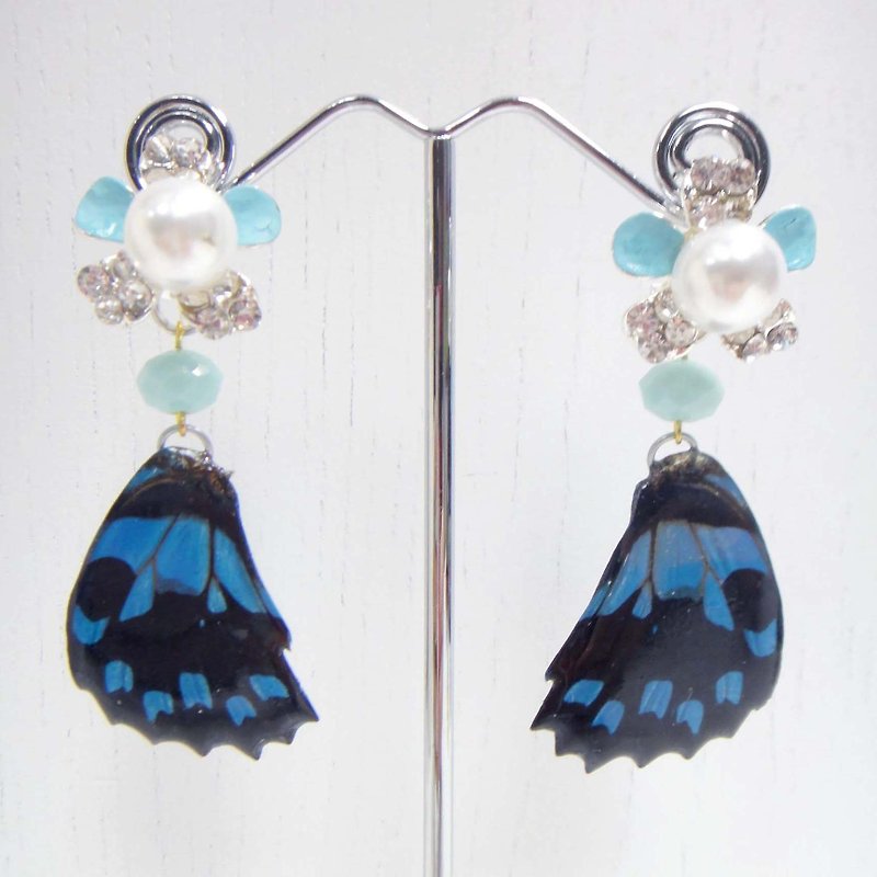 TIMBEE LO butterfly specimens Epoxy Earrings - Earrings & Clip-ons - Paper Blue