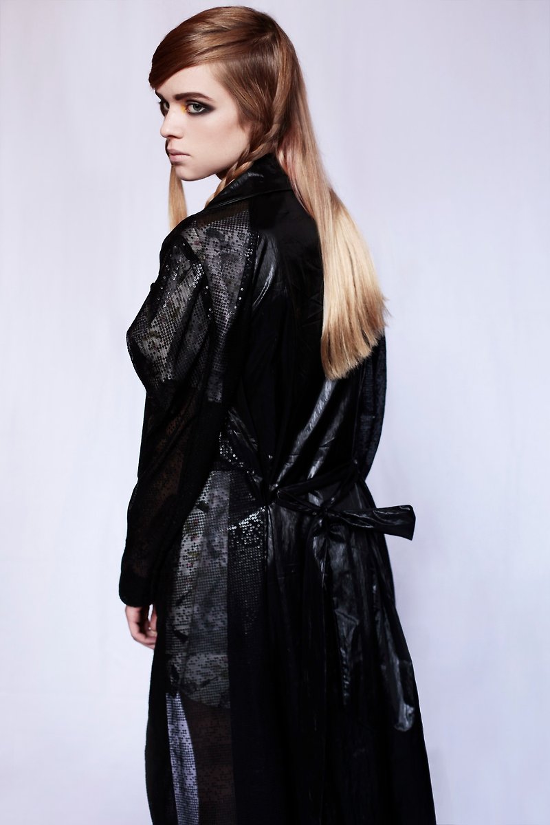 Coat: Black: Italian system - Women's Blazers & Trench Coats - Other Materials Black