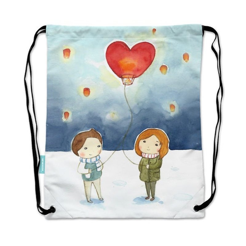 Drawstring backpack glimmer illustration molecule [put day light] - Drawstring Bags - Other Materials 