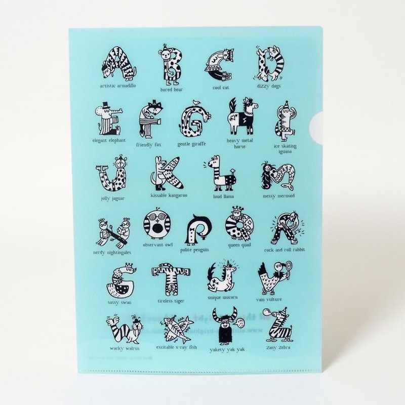 English alphabet animal glue folder ABC Folder - แฟ้ม - พลาสติก สีน้ำเงิน