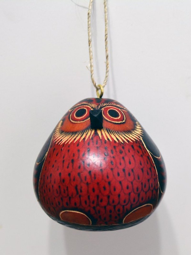 Gourd Red Owl Charm _ _ fair trade - พวงกุญแจ - พืช/ดอกไม้ สีแดง