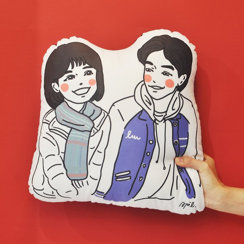 【AP series】 custom illustration: couple pillow 40cm - Pillows & Cushions - Other Materials 