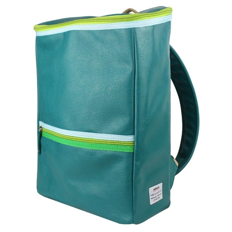 AMINAH-dark green secondary color square bag [am-0263] - Backpacks - Faux Leather Green