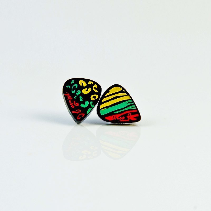 Wild animal pattern PICK/Anti-allergic steel needle/Clip type can be changed - Earrings & Clip-ons - Acrylic Multicolor