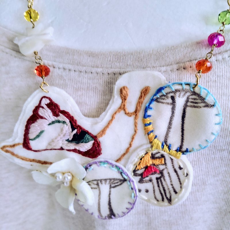 Paode animal painted necklace - สร้อยคอ - งานปัก สีนำ้ตาล
