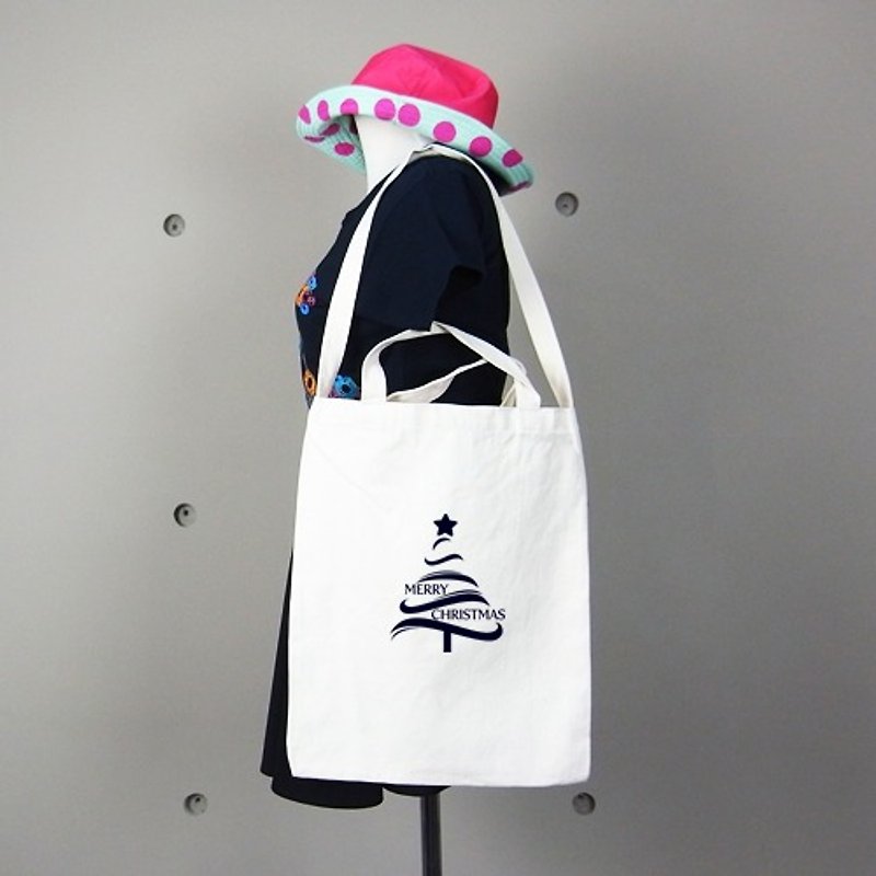 Canvas shoulder bag can long version │Christmas Tree Christmas kuroi-T Design - กระเป๋าแมสเซนเจอร์ - วัสดุอื่นๆ สีกากี