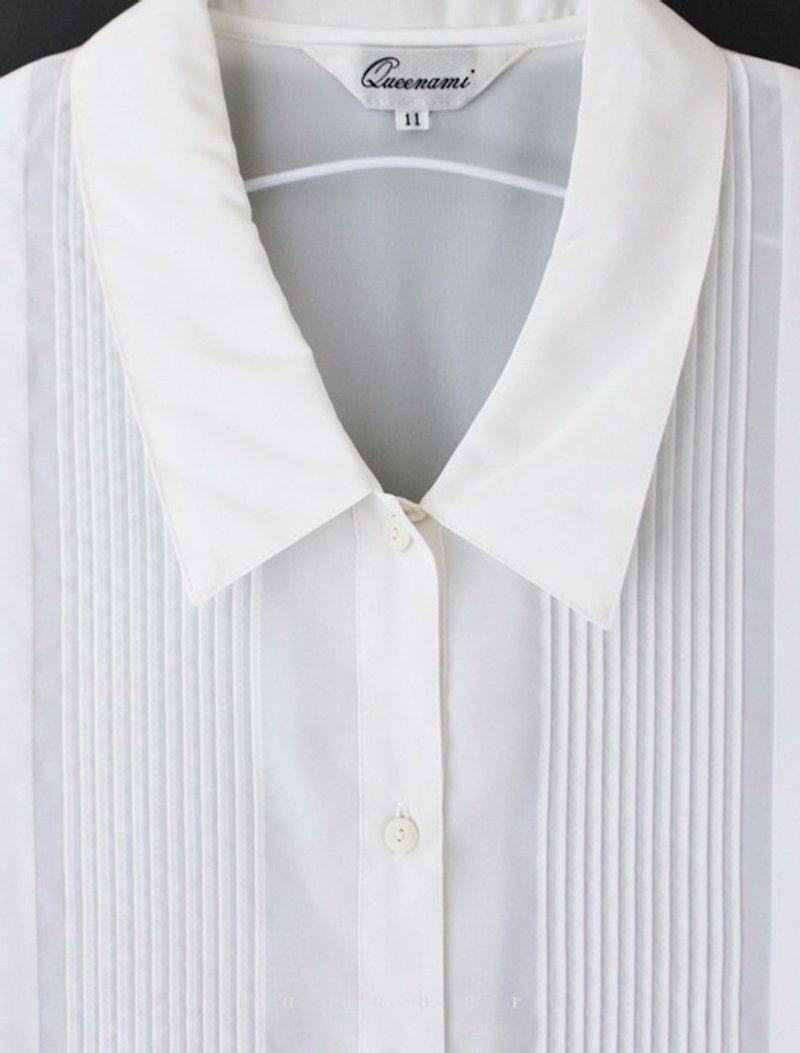 [RE0909T1288] early autumn minimalist white vintage blouse wide Songmi - Women's Shirts - Other Materials White
