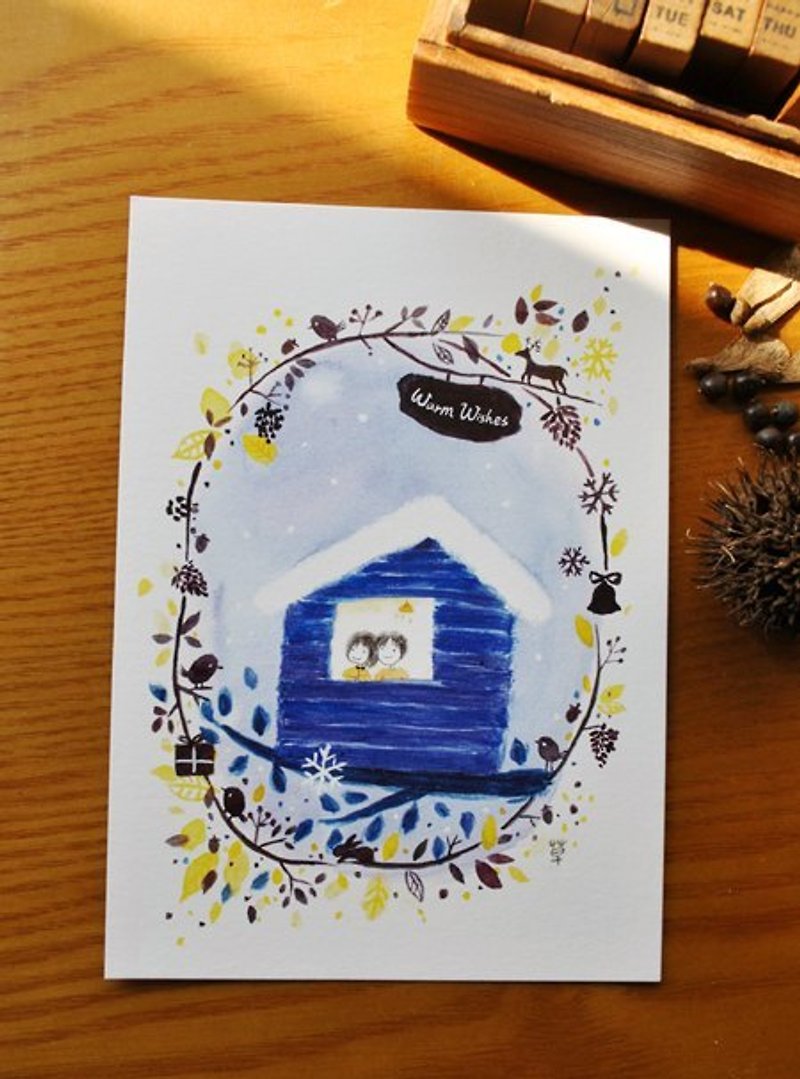Warmwish winter cottage postcard - Cards & Postcards - Paper Blue