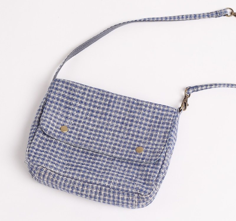 限定 - 手織り（古い粗布）シリーズ - 多機能携帯パケットA - ショルダーバッグ - その他の素材 ブルー
