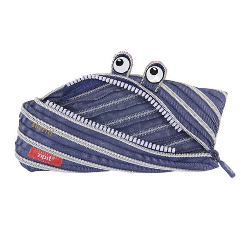 Zipit cowboy monster zipper bag (in) - blue and white striped - Toiletry Bags & Pouches - Other Materials Blue