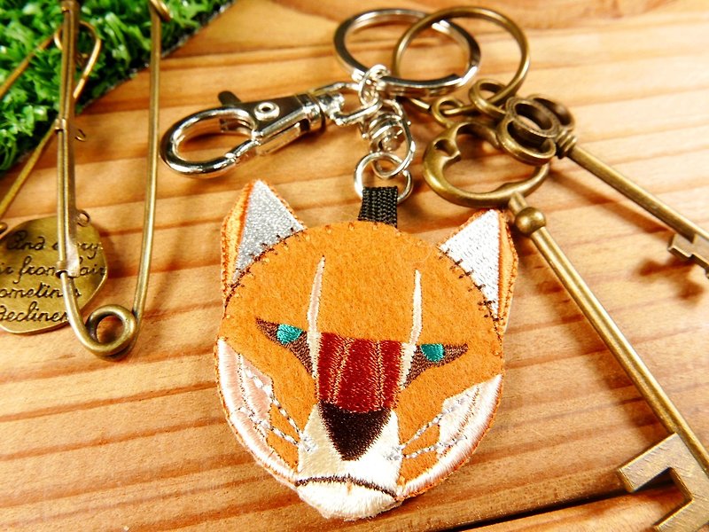 Embroidery key ring | Animal-shaped series-Leopard finger doll pen case key ring | Literary light sticky - Keychains - Other Man-Made Fibers Multicolor