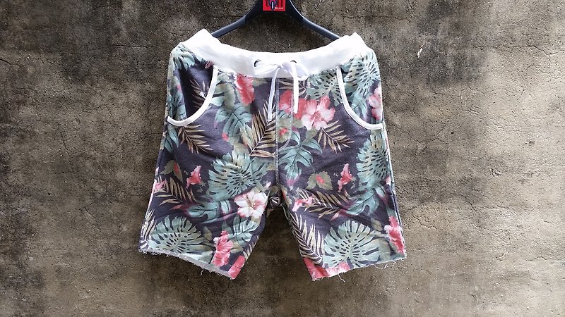 A MIN Hawaiian flower retro catch shall tying shorts - กางเกงขายาว - วัสดุอื่นๆ หลากหลายสี