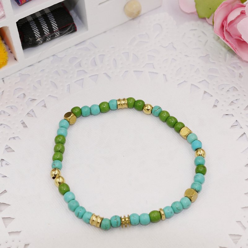* Poof Princess sugar - simple pure brass stone beads bracelet C - Bracelets - Other Materials 