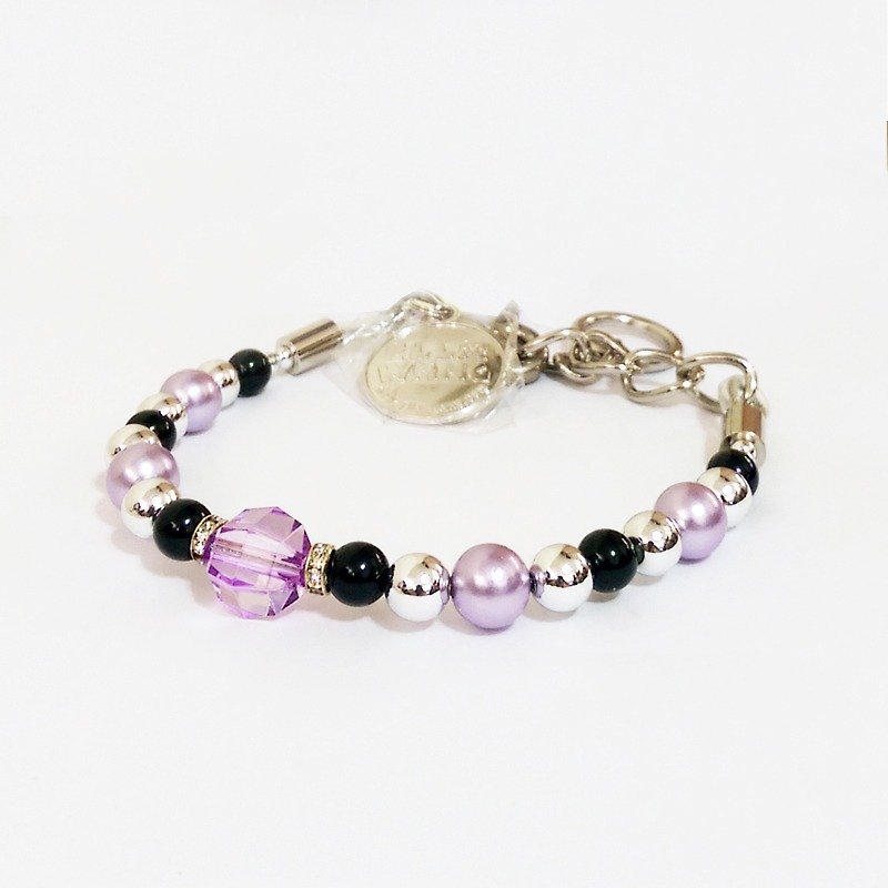 Ella Wang Design Gemstone and Pearl Collar-Purple Pet Collar Fashion Handmade Size: XS~M+ - Collars & Leashes - Plastic Purple