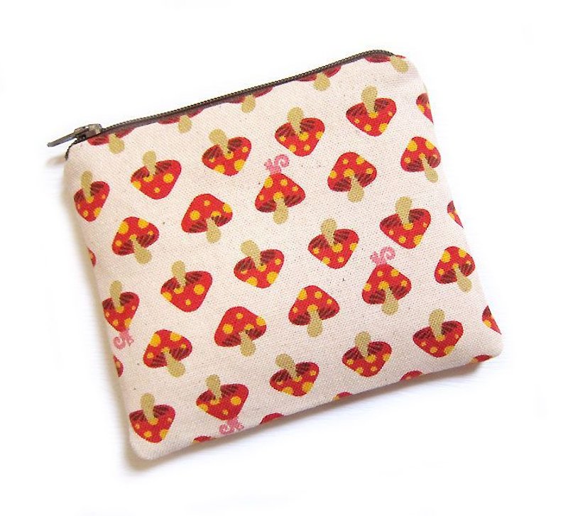 Zipper bag / purse / mobile phone sets red mushroom - Coin Purses - Other Materials 